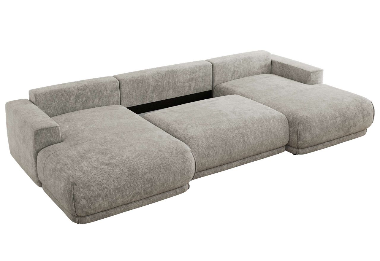 Narożnik RINA U - uniwersalny - jasnoszary, szenil grubo tkany