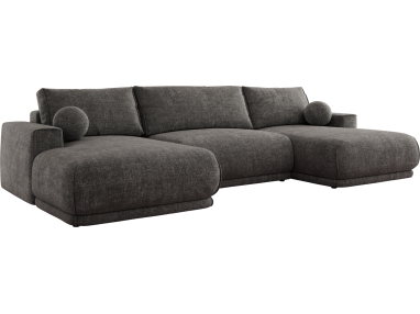 Narożnik RINA U - uniwersalny - szary, szenil grubo tkany