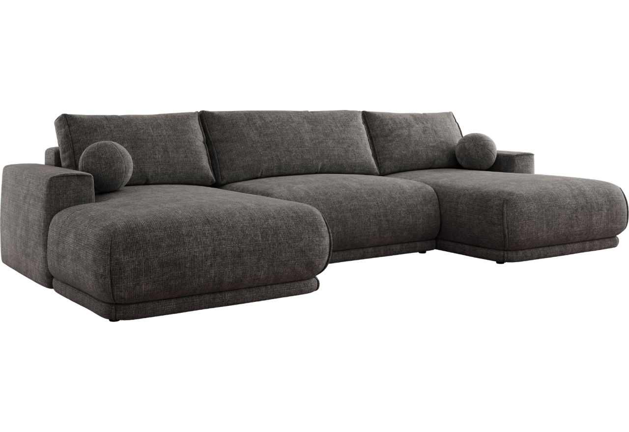 Narożnik RINA U - uniwersalny - szary, szenil grubo tkany