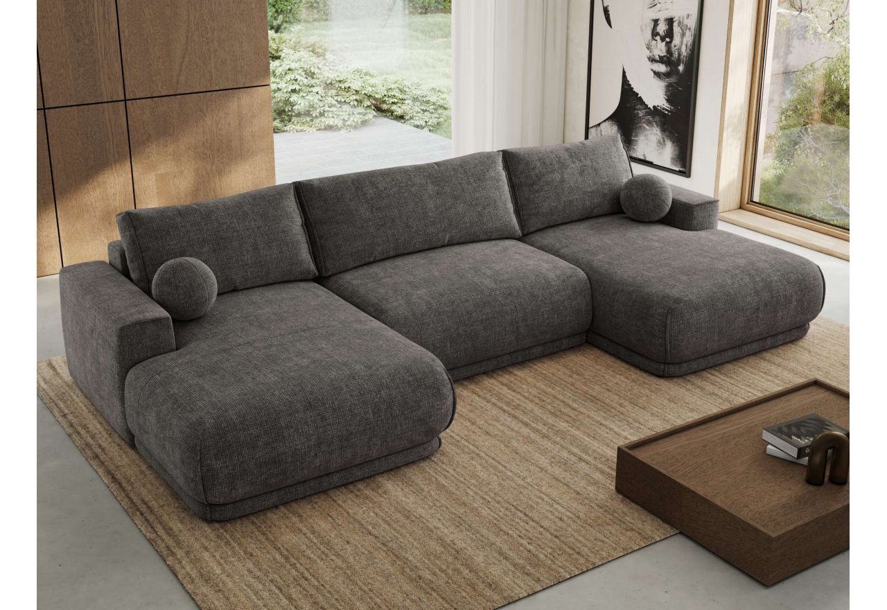 Narożnik RINA U - uniwersalny - szary, szenil grubo tkany