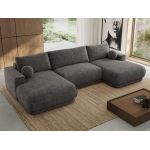 Narożnik RINA U - uniwersalny - szary, szenil grubo tkany