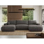 Narożnik RINA U - uniwersalny - szary, szenil grubo tkany