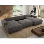 Narożnik RINA U - uniwersalny - szary, szenil grubo tkany