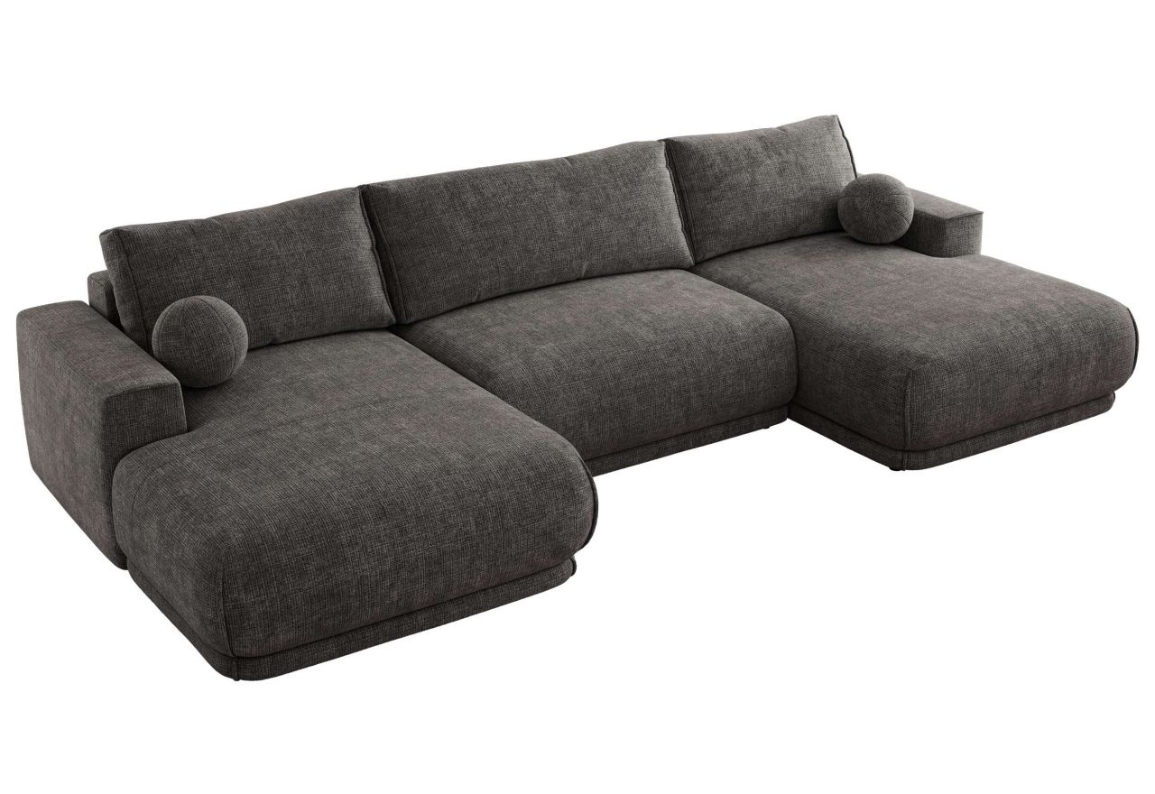 Narożnik RINA U - uniwersalny - szary, szenil grubo tkany