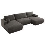 Narożnik RINA U - uniwersalny - szary, szenil grubo tkany