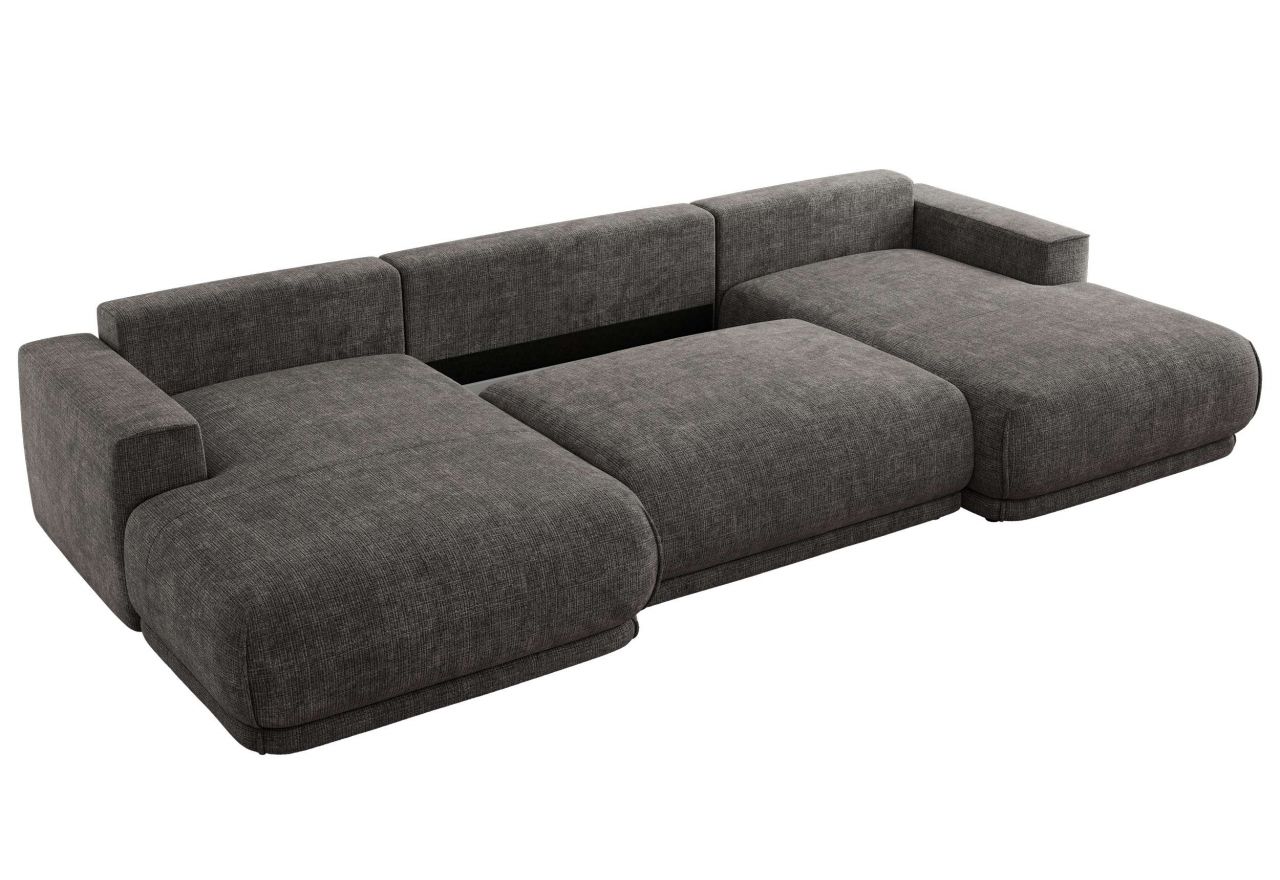 Narożnik RINA U - uniwersalny - szary, szenil grubo tkany