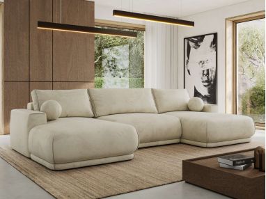 Narożnik RINA U - uniwersalny - beżowy, welwet