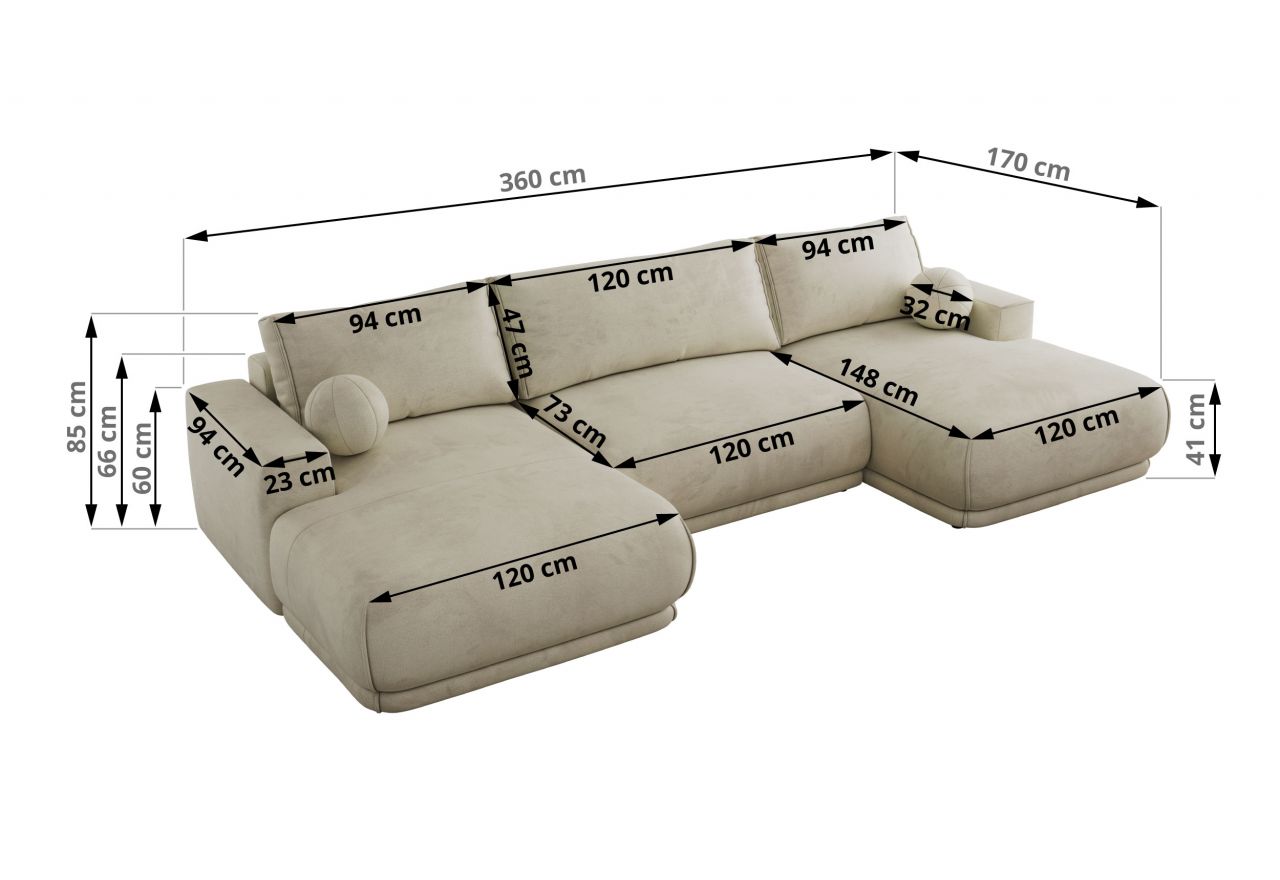 Narożnik RINA U - uniwersalny - beżowy, welwet