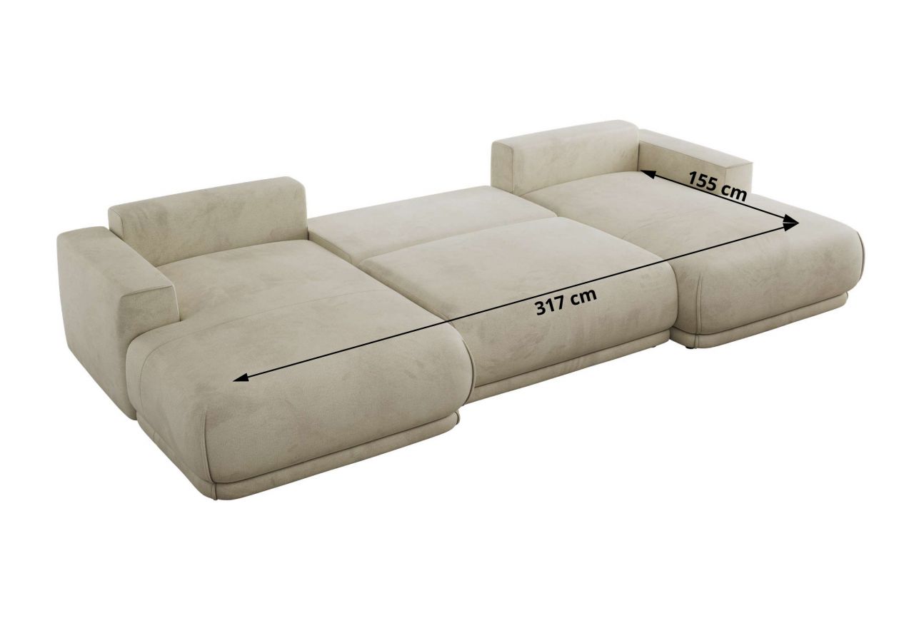 Narożnik RINA U - uniwersalny - beżowy, welwet