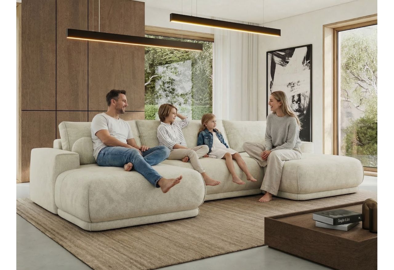 Narożnik RINA U - uniwersalny - beżowy, welwet