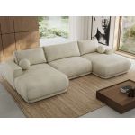 Narożnik RINA U - uniwersalny - beżowy, welwet