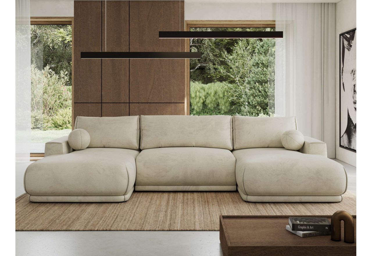 Narożnik RINA U - uniwersalny - beżowy, welwet