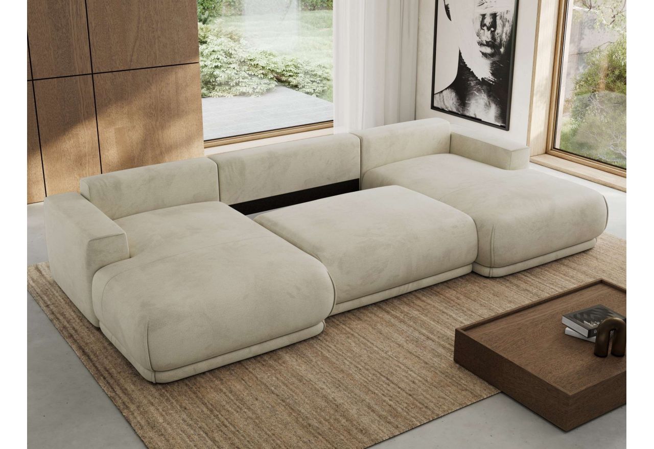 Narożnik RINA U - uniwersalny - beżowy, welwet