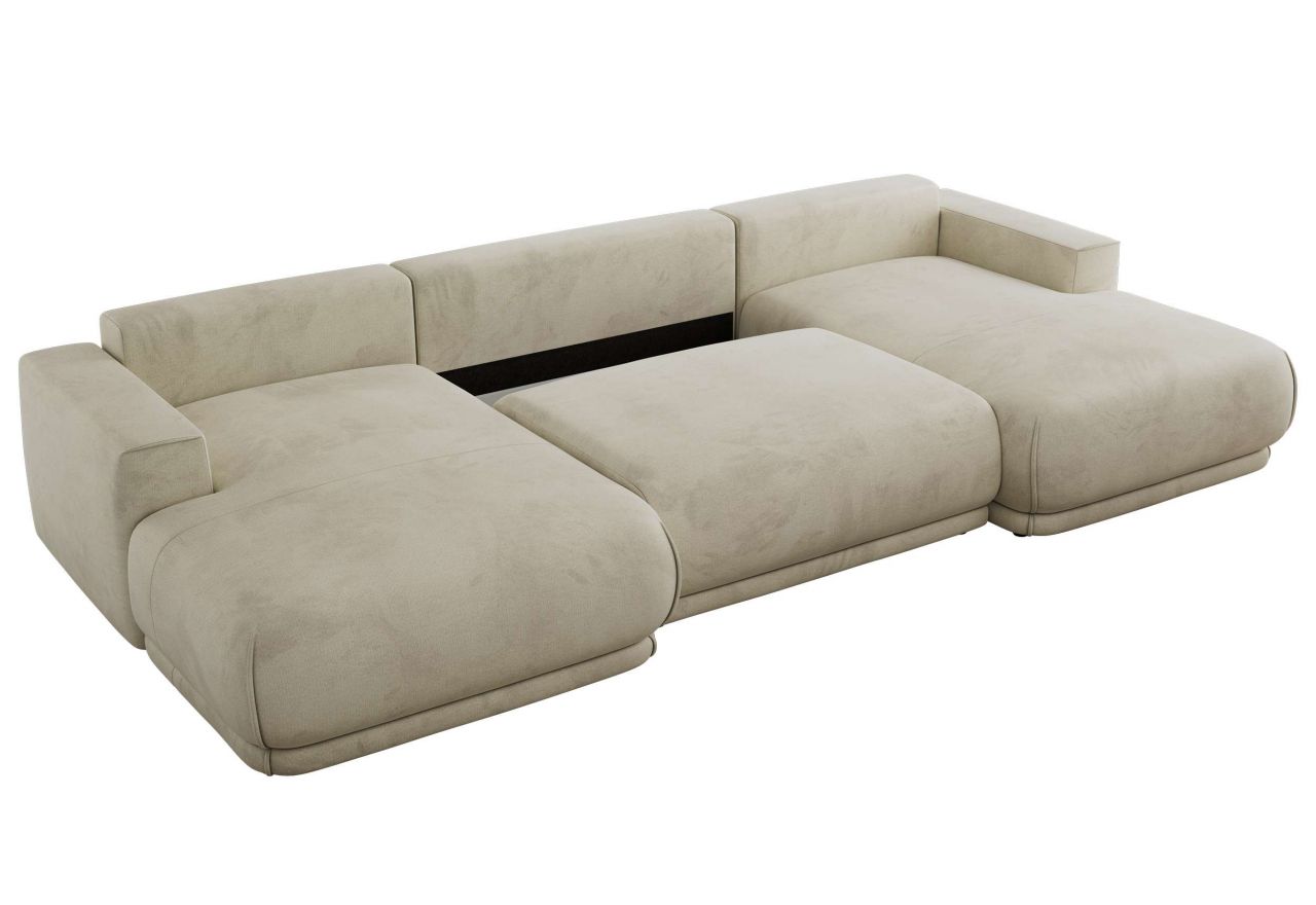 Narożnik RINA U - uniwersalny - beżowy, welwet