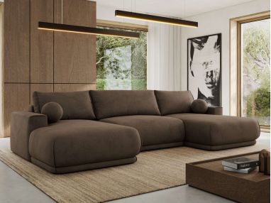 Narożnik RINA U - uniwersalny - brązowy, welwet