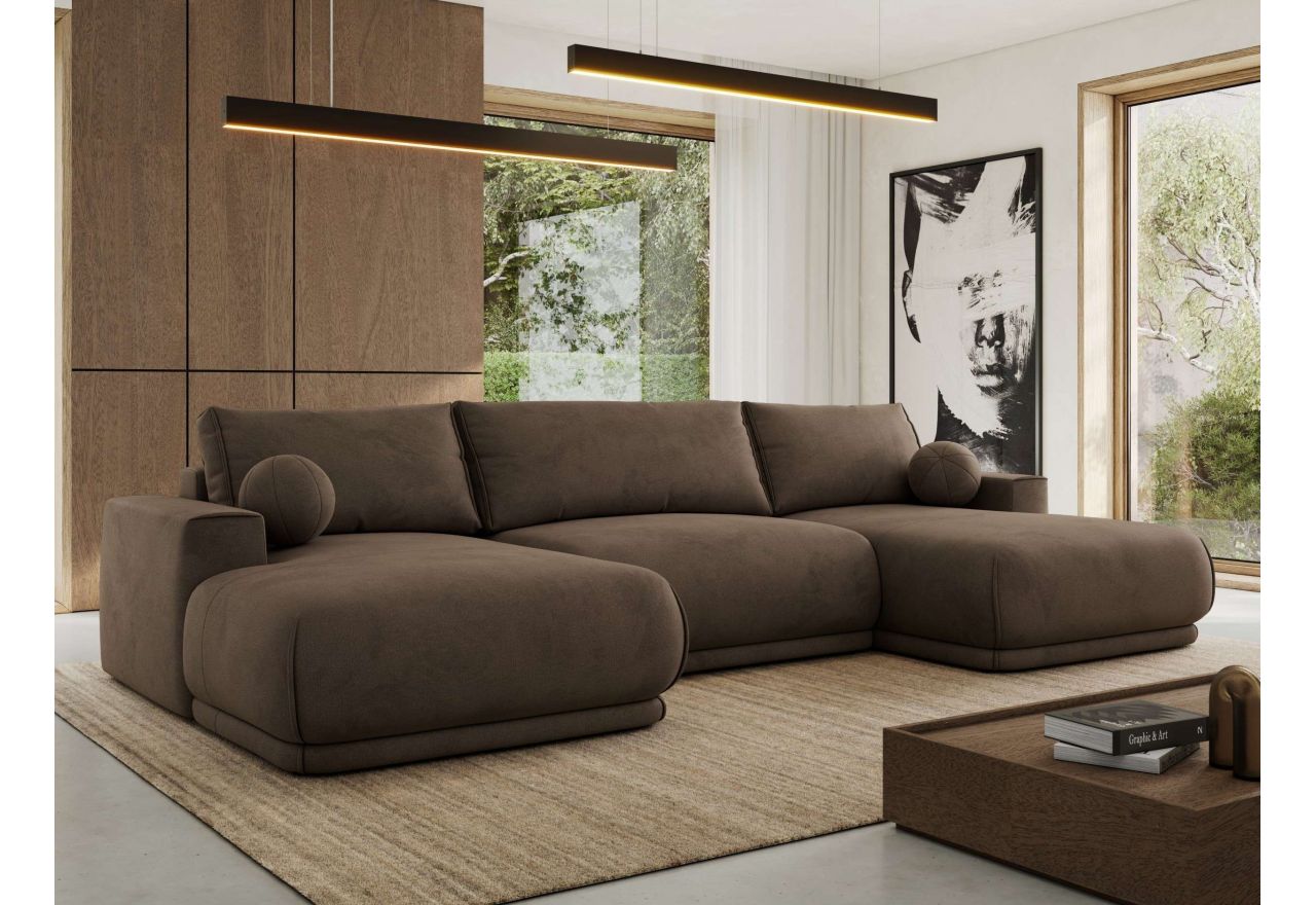 Narożnik RINA U - uniwersalny - brązowy, welwet