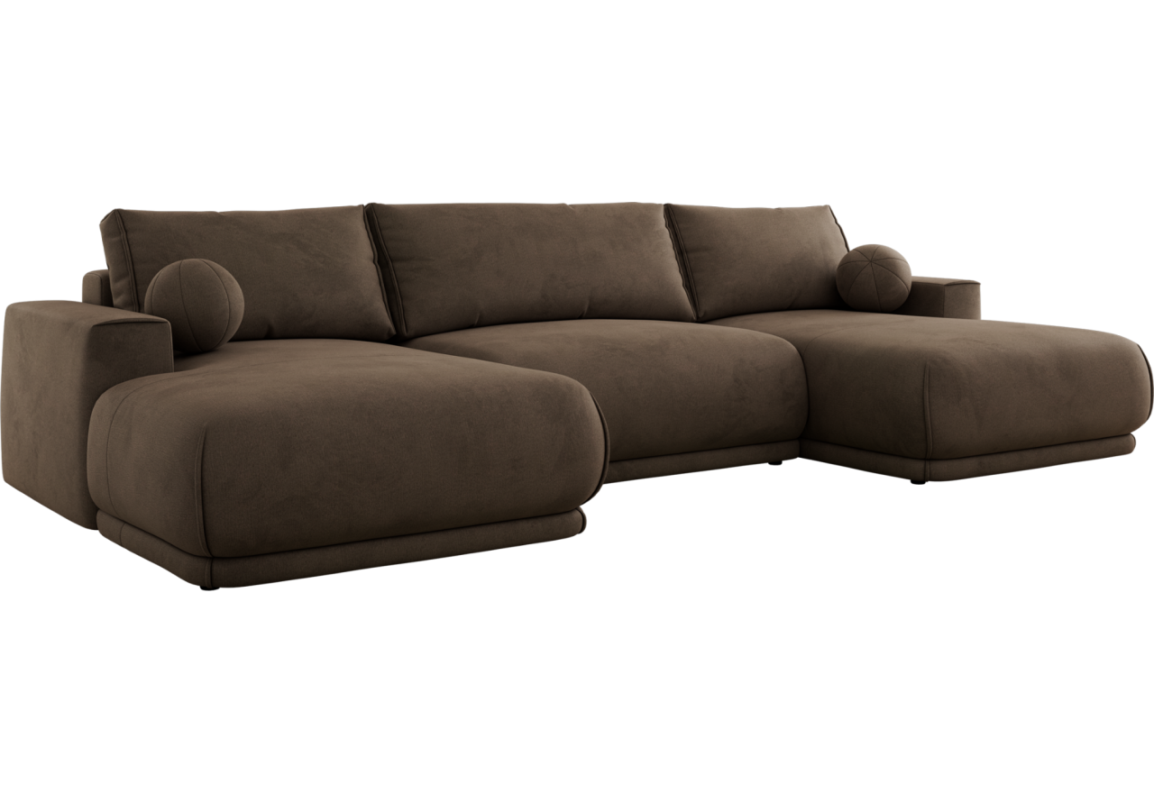 Narożnik RINA U - uniwersalny - brązowy, welwet