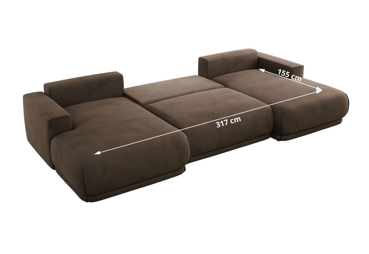 Narożnik RINA U - uniwersalny - brązowy, welwet