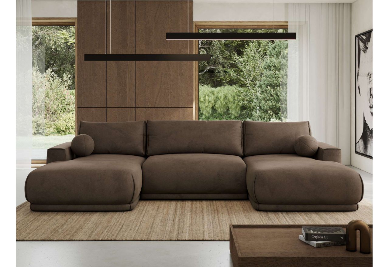 Narożnik RINA U - uniwersalny - brązowy, welwet