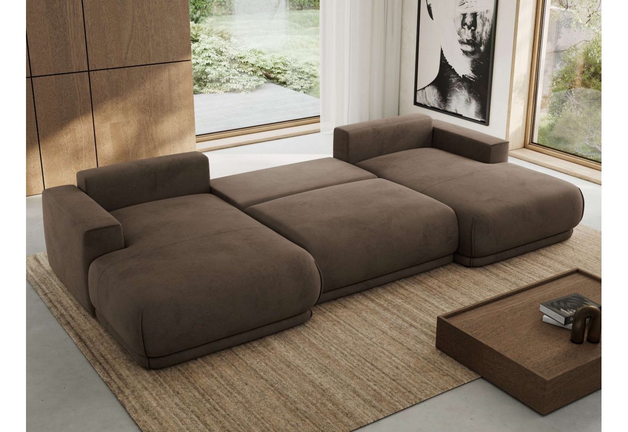 Narożnik RINA U - uniwersalny - brązowy, welwet