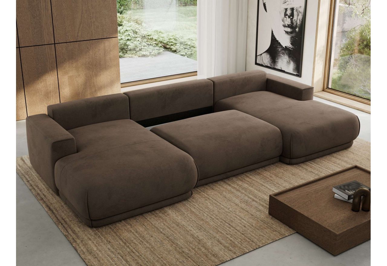 Narożnik RINA U - uniwersalny - brązowy, welwet