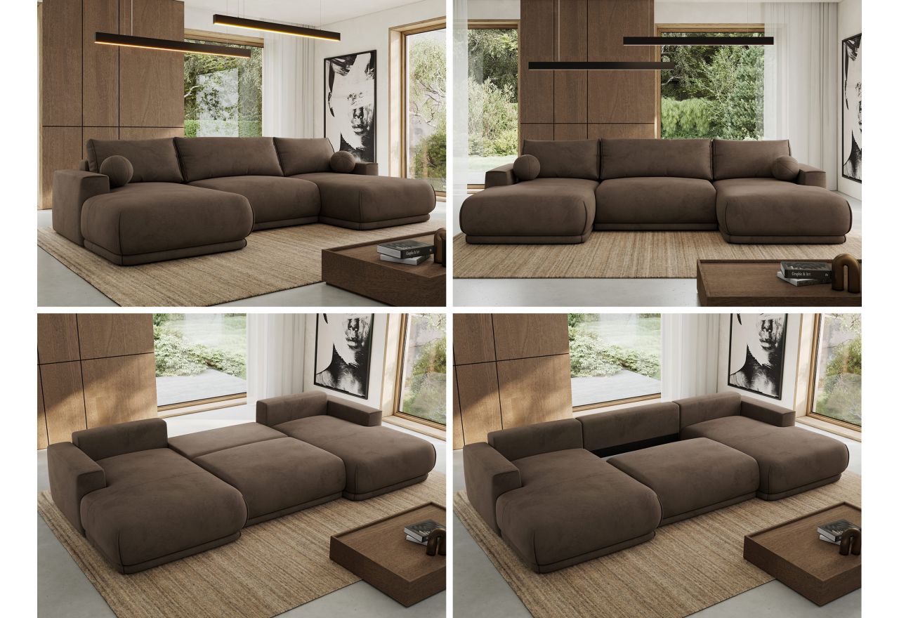 Narożnik RINA U - uniwersalny - brązowy, welwet