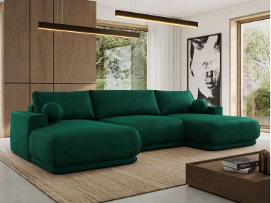 Narożnik RINA U - uniwersalny - ciemnozielony, welwet