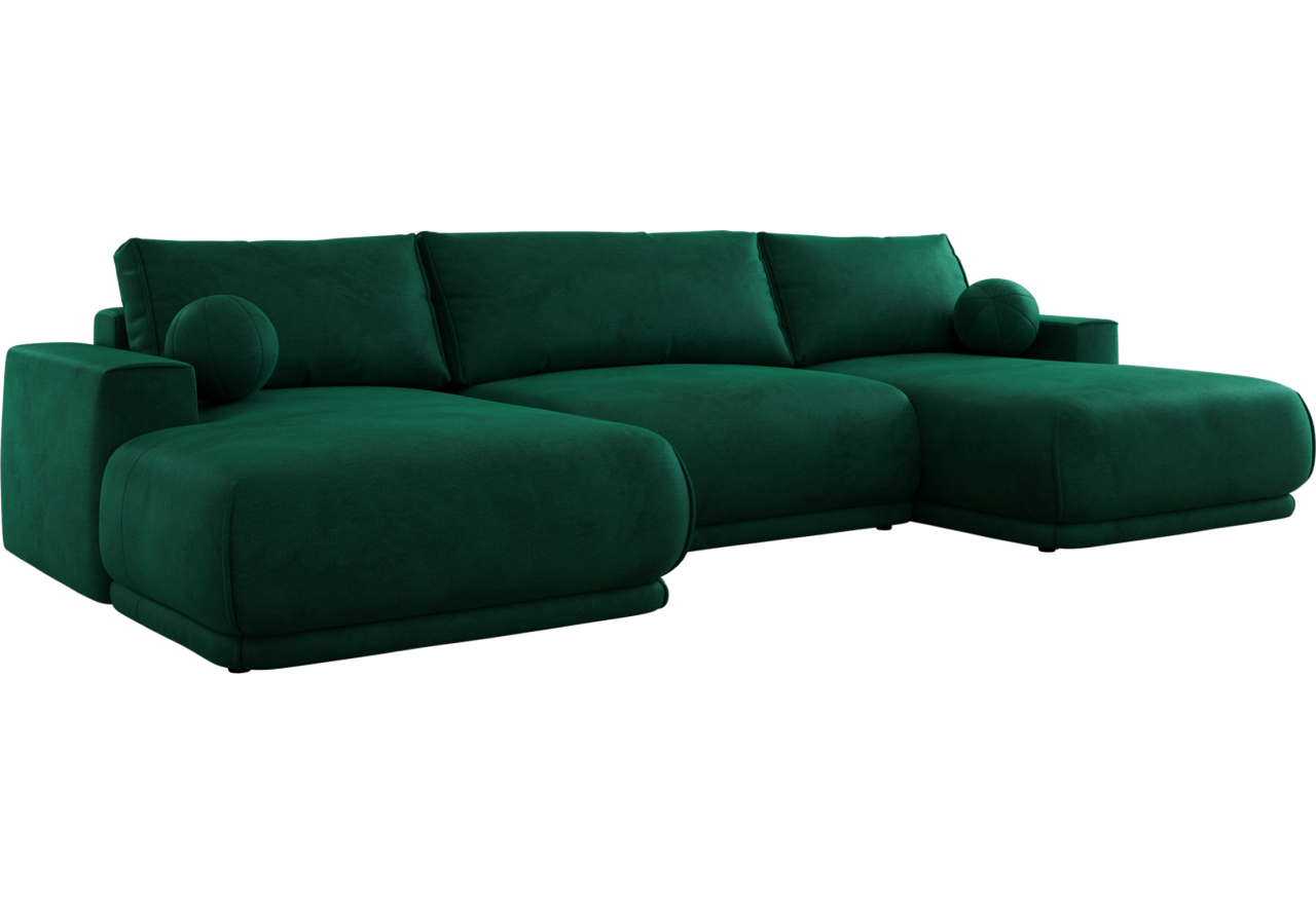 Narożnik RINA U - uniwersalny - ciemnozielony, welwet