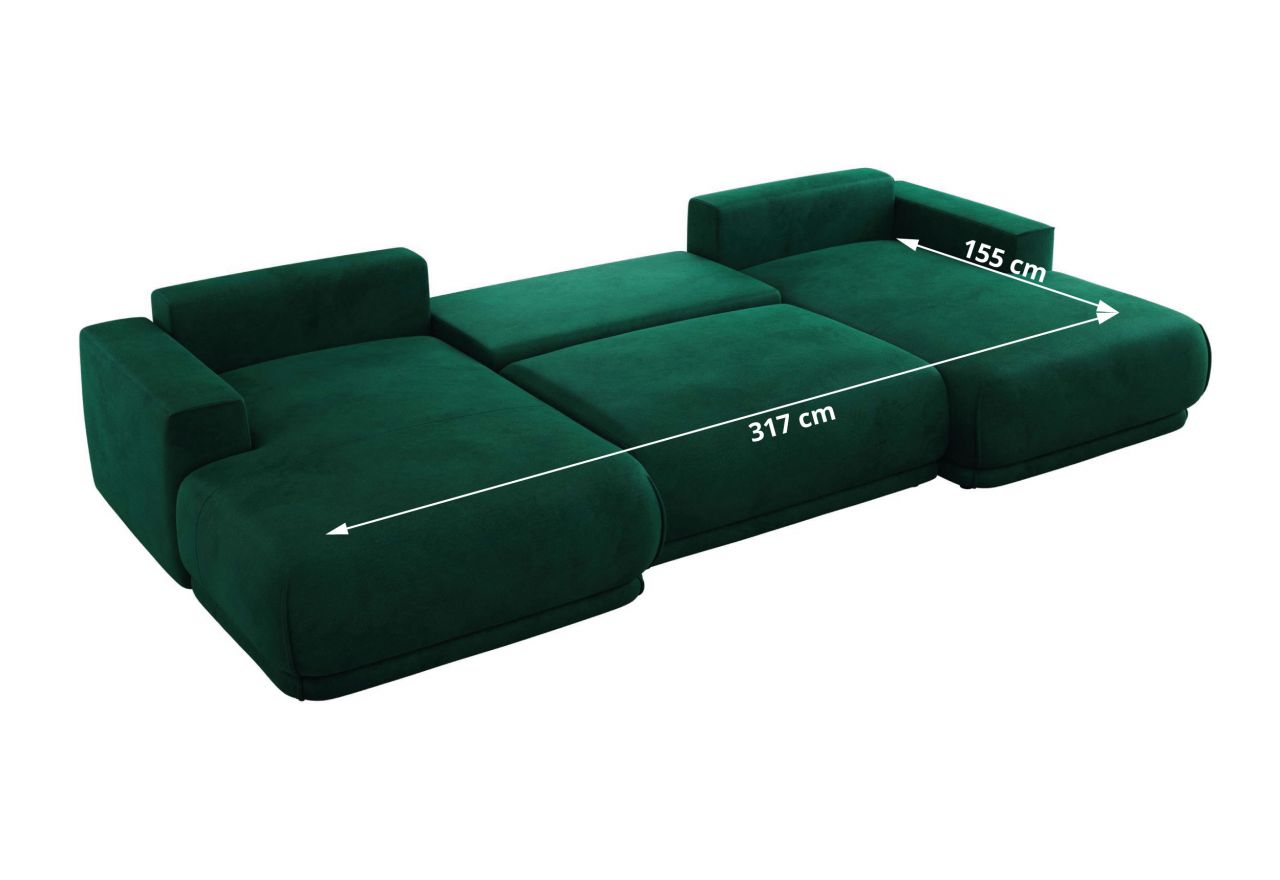 Narożnik RINA U - uniwersalny - ciemnozielony, welwet