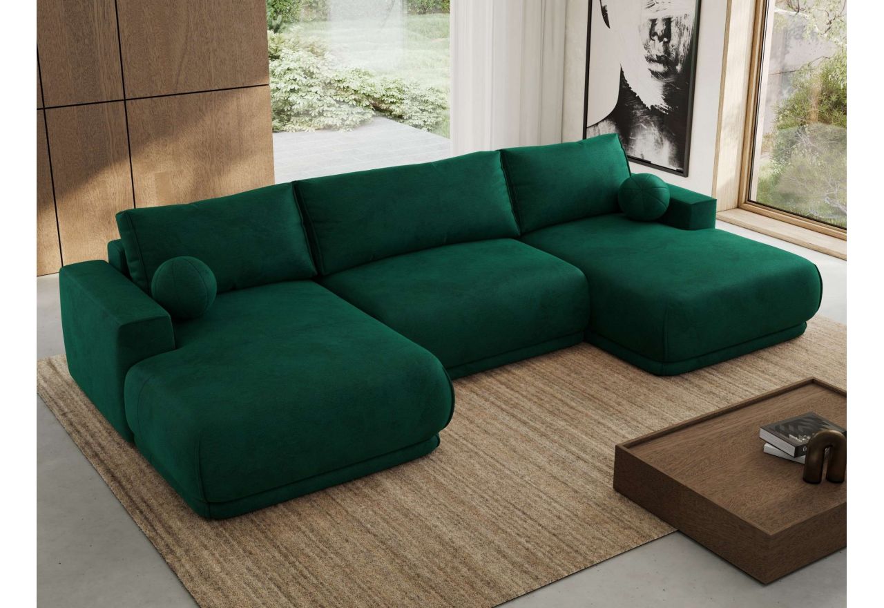 Narożnik RINA U - uniwersalny - ciemnozielony, welwet