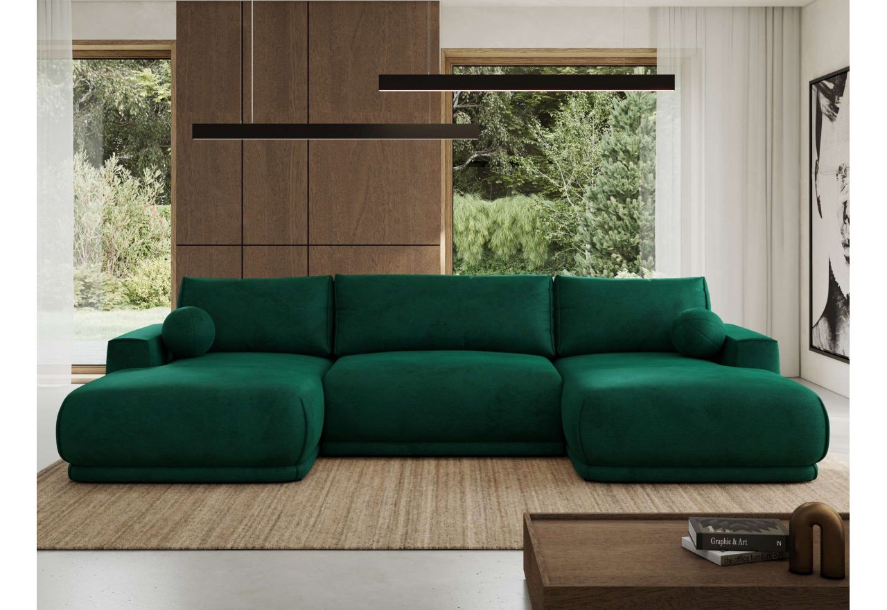 Narożnik RINA U - uniwersalny - ciemnozielony, welwet