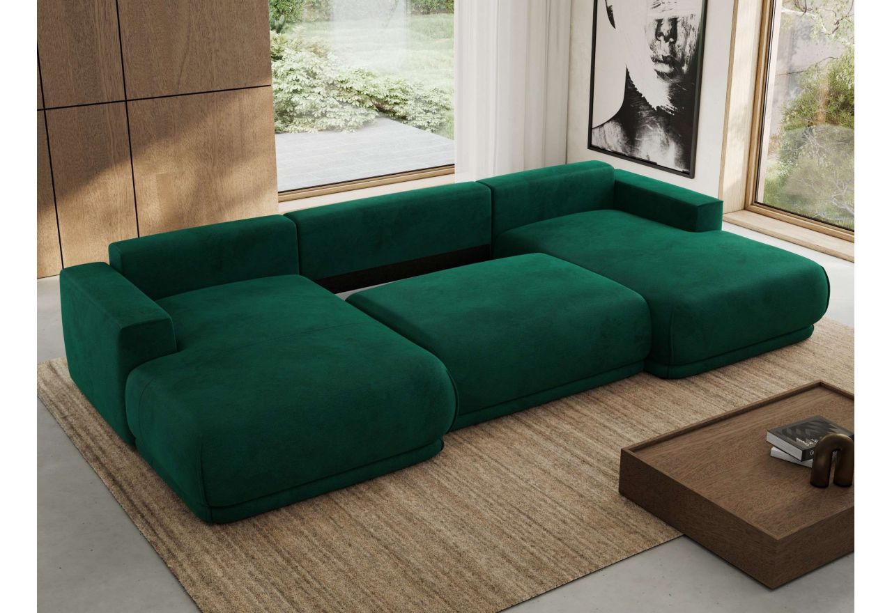 Narożnik RINA U - uniwersalny - ciemnozielony, welwet