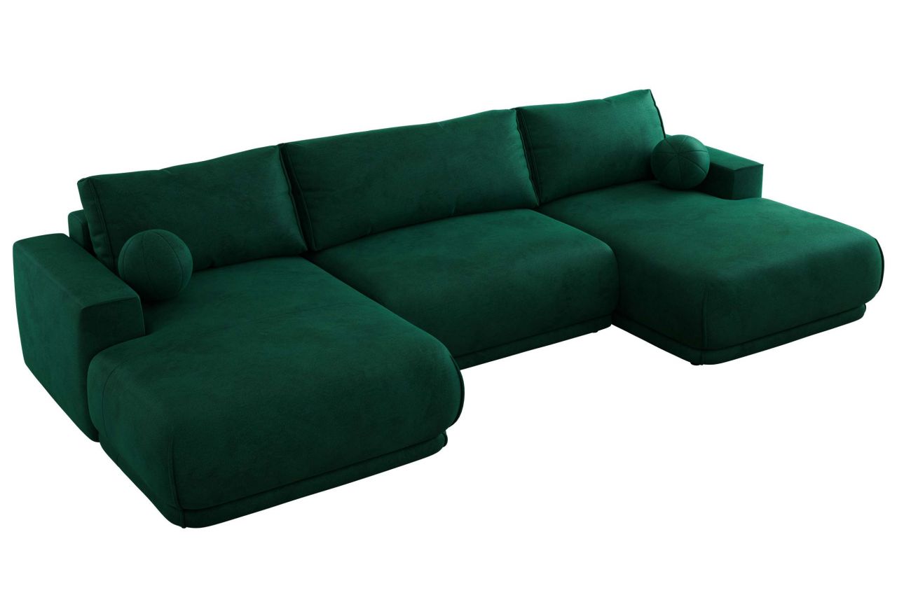 Narożnik RINA U - uniwersalny - ciemnozielony, welwet