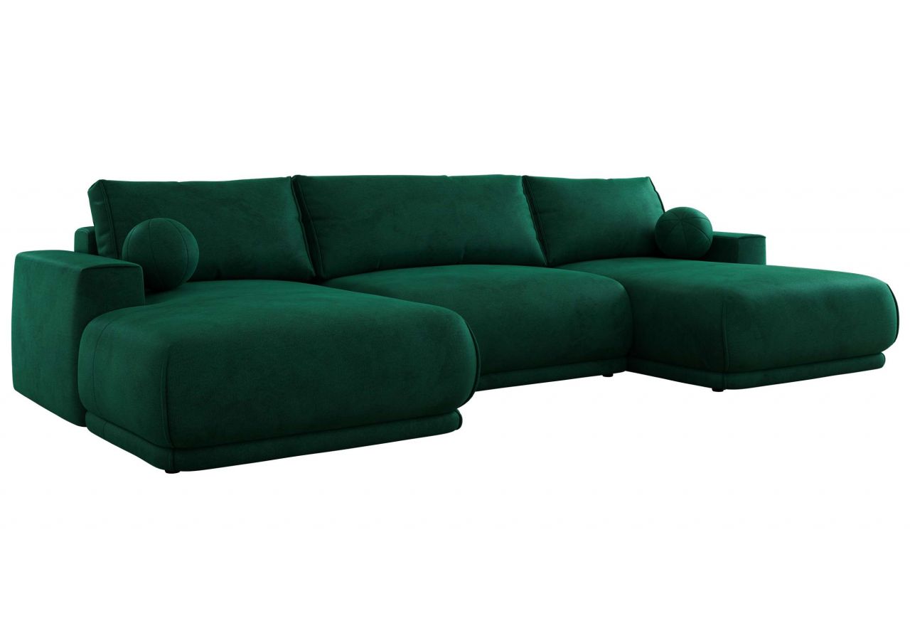 Narożnik RINA U - uniwersalny - ciemnozielony, welwet