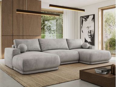 Narożnik RINA U - uniwersalny - jasnoszary, welwet