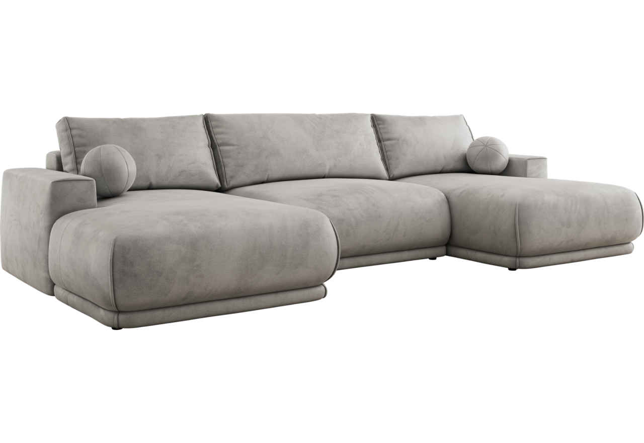 Narożnik RINA U - uniwersalny - jasnoszary, welwet