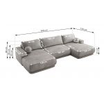 Narożnik RINA U - uniwersalny - jasnoszary, welwet