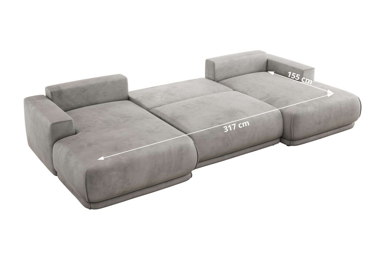 Narożnik RINA U - uniwersalny - jasnoszary, welwet