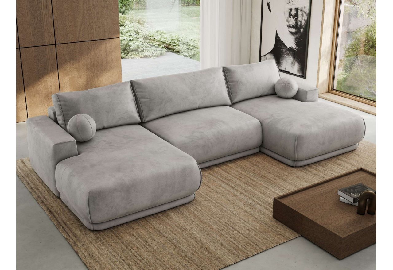 Narożnik RINA U - uniwersalny - jasnoszary, welwet