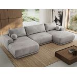 Narożnik RINA U - uniwersalny - jasnoszary, welwet