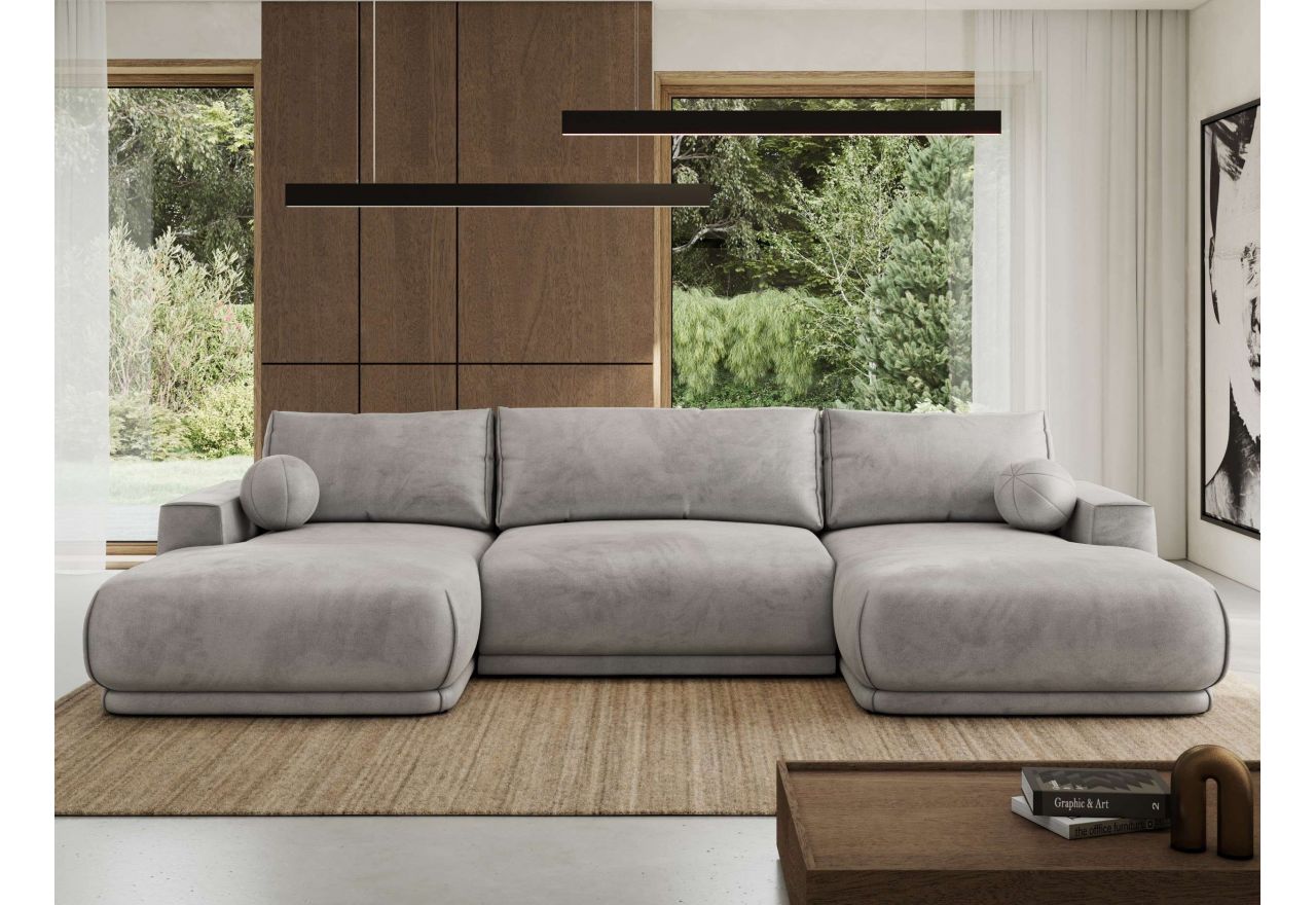 Narożnik RINA U - uniwersalny - jasnoszary, welwet