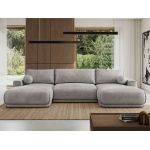 Narożnik RINA U - uniwersalny - jasnoszary, welwet