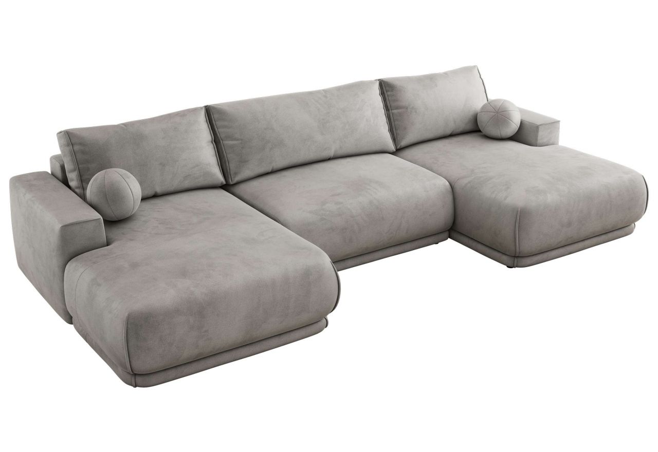 Narożnik RINA U - uniwersalny - jasnoszary, welwet