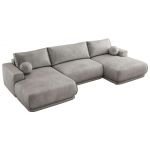 Narożnik RINA U - uniwersalny - jasnoszary, welwet