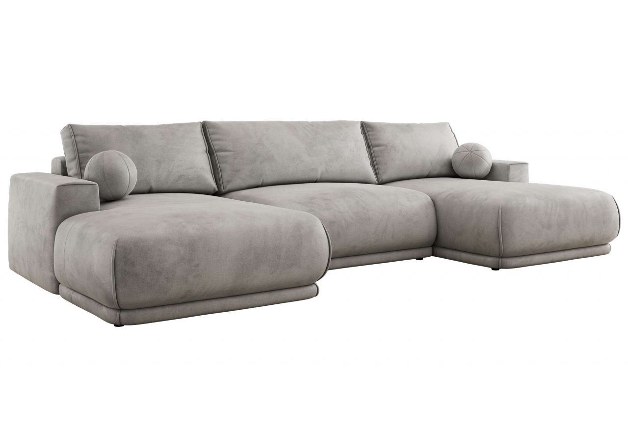 Narożnik RINA U - uniwersalny - jasnoszary, welwet