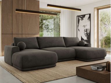 Narożnik RINA U - uniwersalny - ciemnoszary, welwet