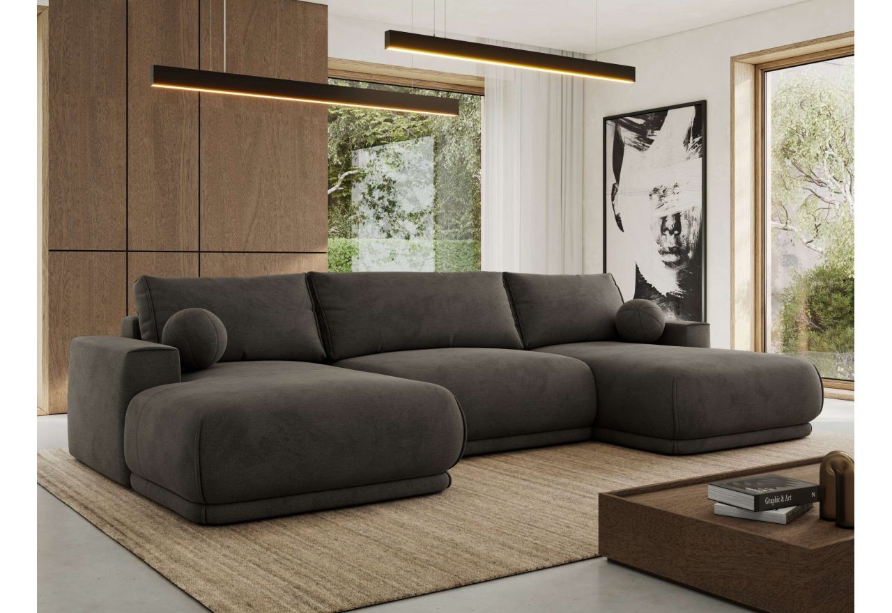 Narożnik RINA U - uniwersalny - ciemnoszary, welwet