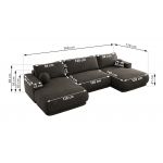 Narożnik RINA U - uniwersalny - ciemnoszary, welwet