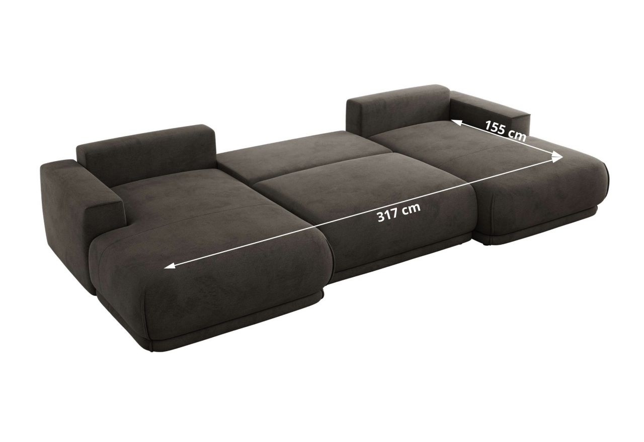 Narożnik RINA U - uniwersalny - ciemnoszary, welwet