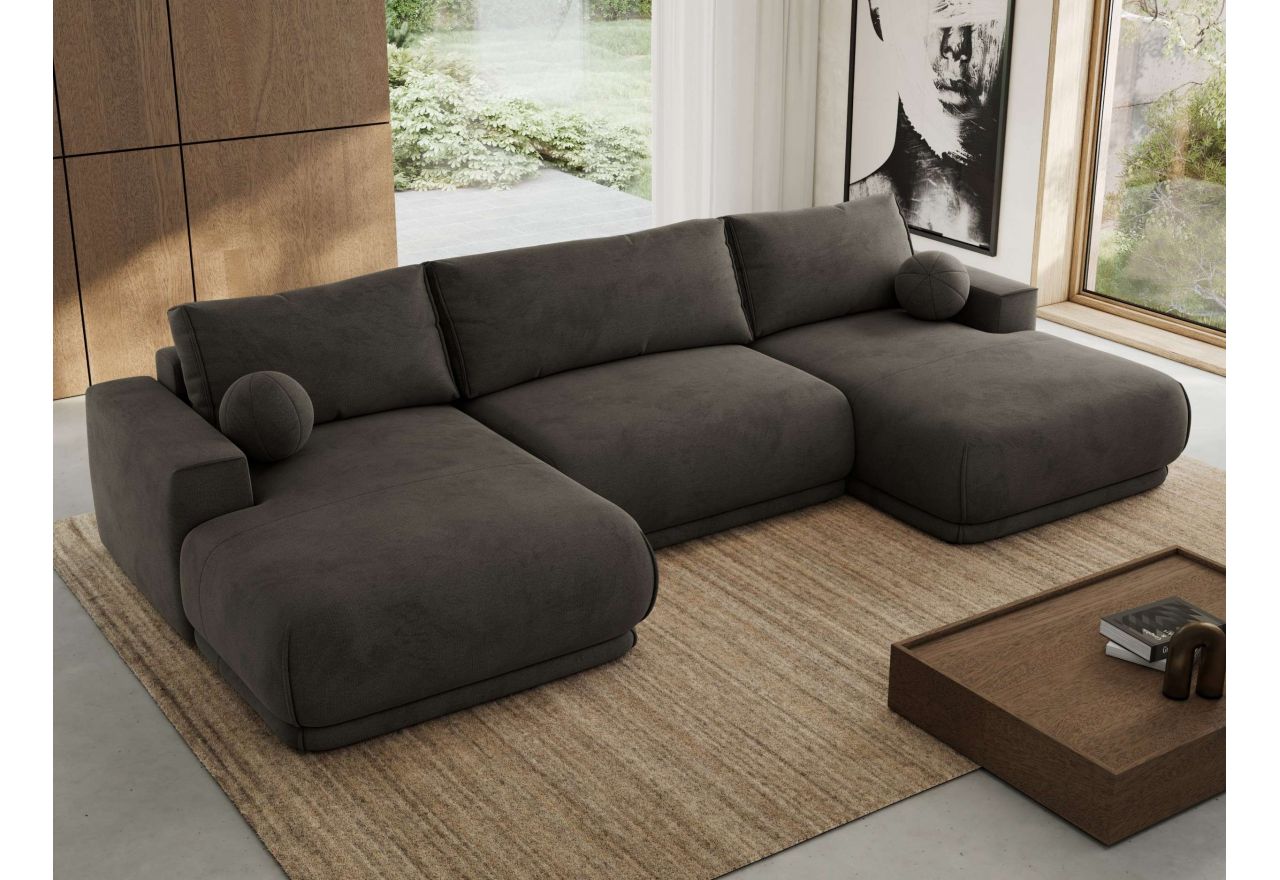 Narożnik RINA U - uniwersalny - ciemnoszary, welwet